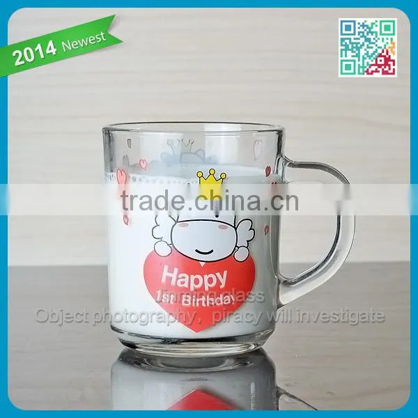 Cartoon Cow Logo Glass Milk Mug Kids Favor Drinking Milk Glasses Promotional Kids Milk Mug