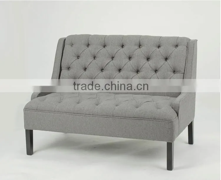 living room use Button design 2 seat wooden sofa /wooden fabric loveseat sofa(KY-3197)