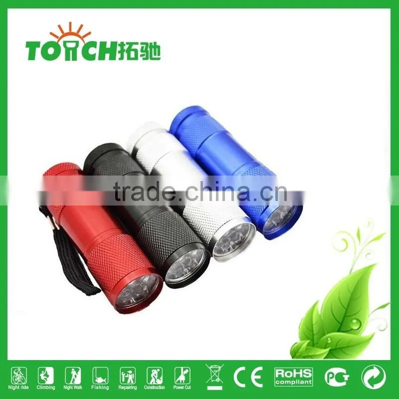 Hot Mini Cheap Aluminum 9 LED Flashlight for promotion gift LED flashlight