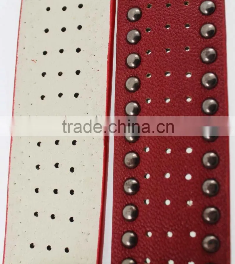 Women's porpular studded 35Mm PU leather belt with hematite buckle