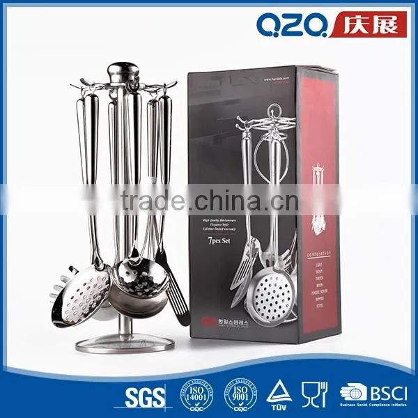 Modern home food grade silicone handle stainless steel kitchen utensils and equipment