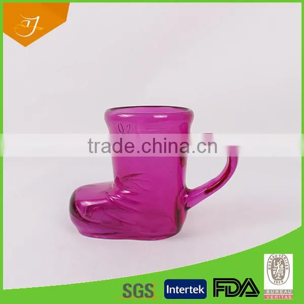boot shape glass mug, Hot Selling Colourful Glass Mug