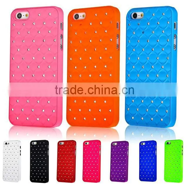 Set Screen Protector Stylus And Case For Iphone 5 , Hard Sky Blue Bling Diamond Plastic Mobile Phone Shell