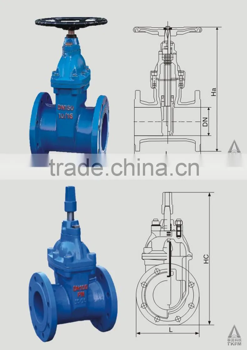 TKFM water supply 304 stainless steel flange gate valve pn16