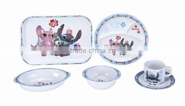 5-piece children's melamine dinnerware/ unbreakable dinnerware set