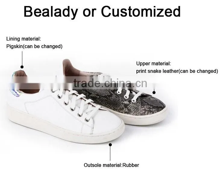 OEM/ODM 2016 slip on printed snake leather sport sneakers school women shoes