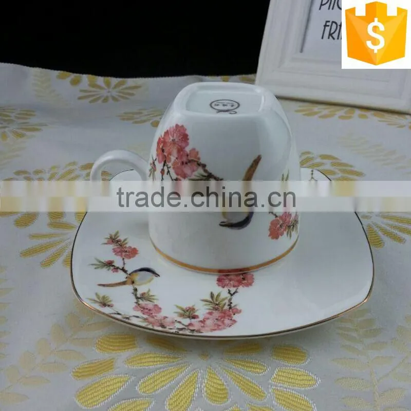 ceramic gold rim tea cup and saucer 300ml bone china tea cup and saucer sets