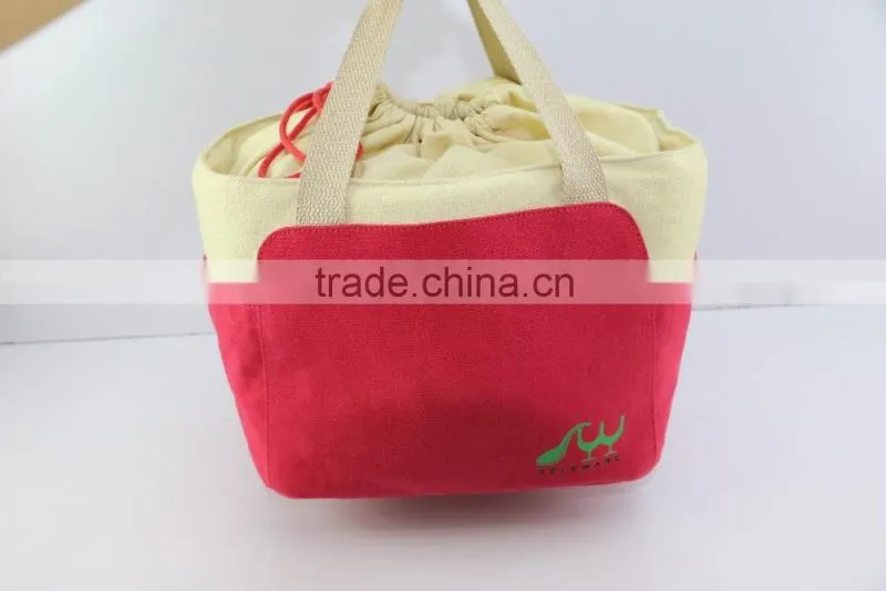 2016 new design cooler bag cotton lunch bag fashion drawstring cooler bag