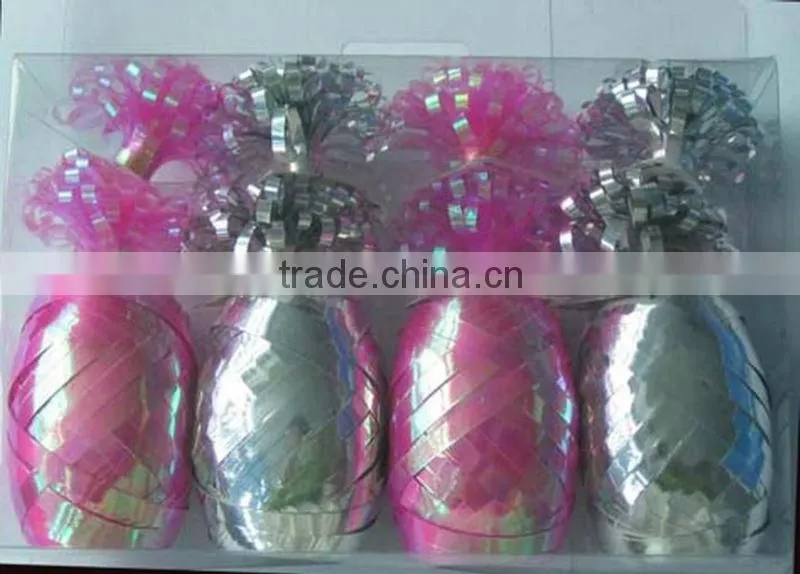 HOT SALE Mini Metallic Foil Poly Curly Gift Ribbon Bows Pack for Christmas Decorations