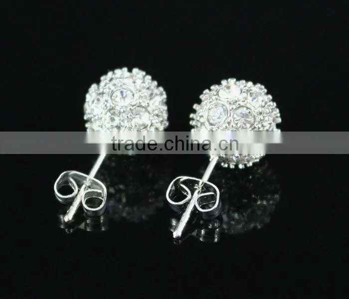 austrian crystal silver ball earrings stud