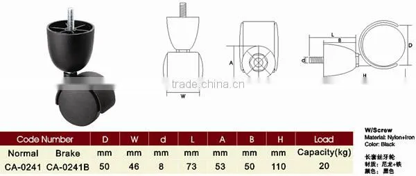 KOYUET Cheap Small Order Accepted Nylon Heavy Duty Stem High Quality Castor Wheel