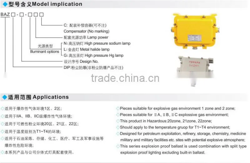 Explosion proof lamp ballast