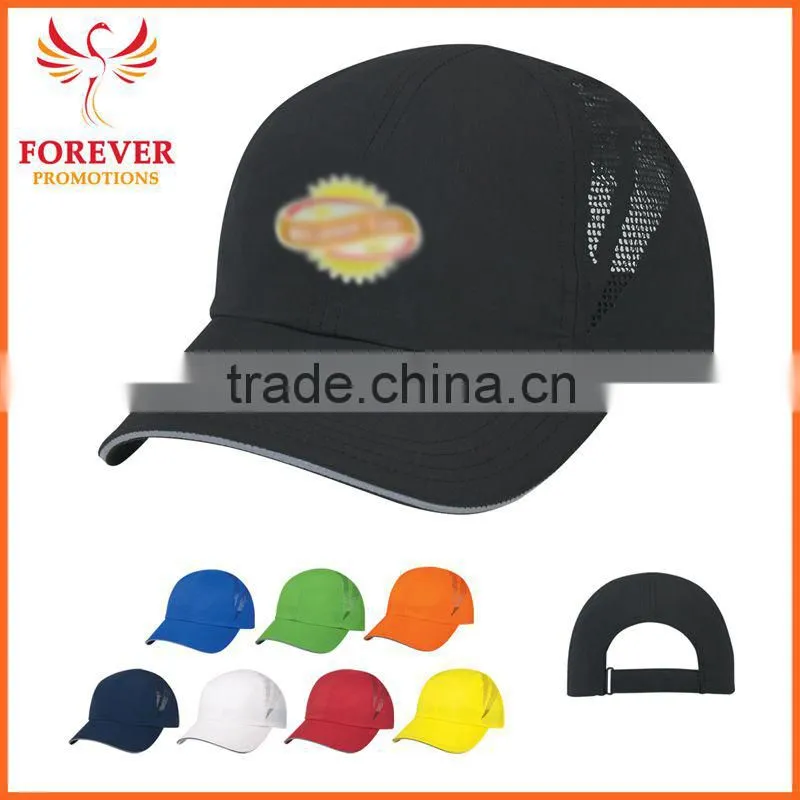 Chinese Supplier Ployester Black Baseball Cap With Reflective Sandwich Visor Hat