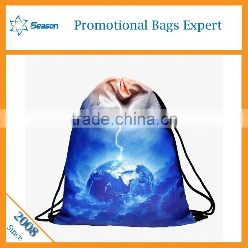 Starry sky travel bag drawstring backpack foldable polyester shopping bag