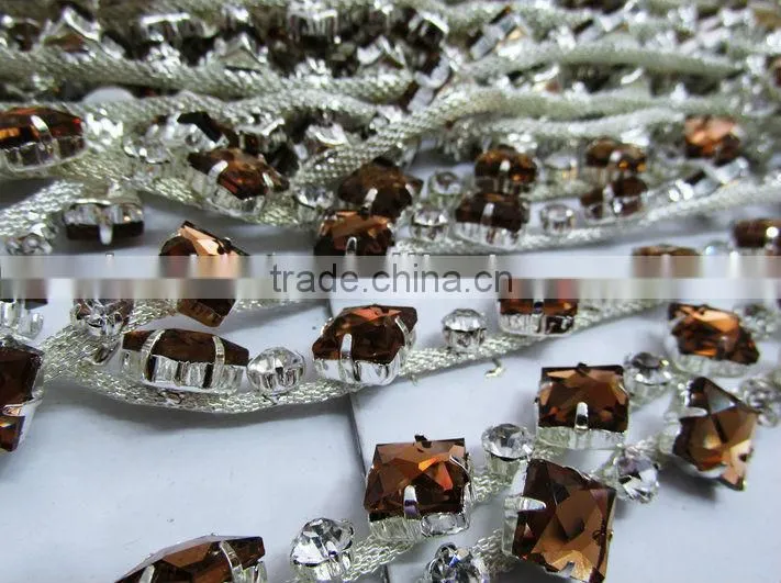 color rhinestone cup chain trimming for wedding decoration