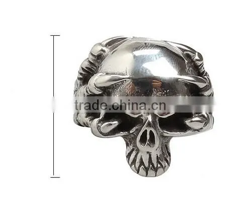 Stainless Steel Titanium Silver Men's Skull Men Cool Biker Punk Ring Retro