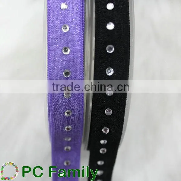 Hot sale fold over elastic with rhinestone