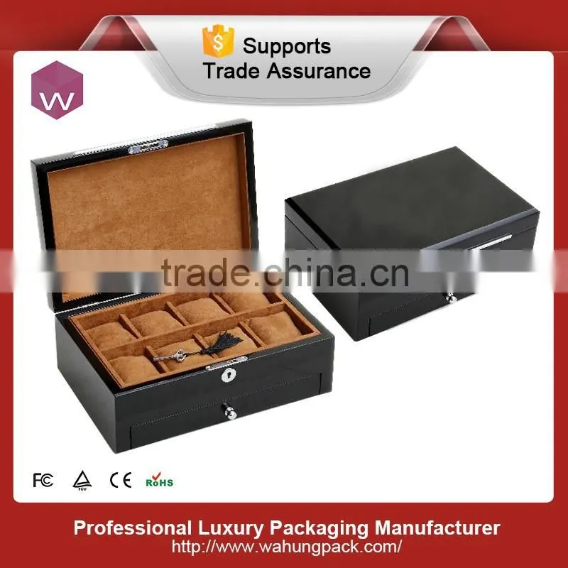 Real Leather Black Color Watch Box For Man With Custom Logo