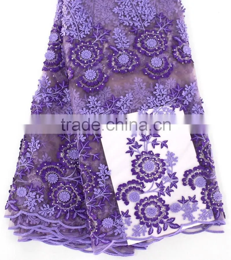 2016 lastest french lace african/royal bule 3d lace fabric/african wedding lace fabric