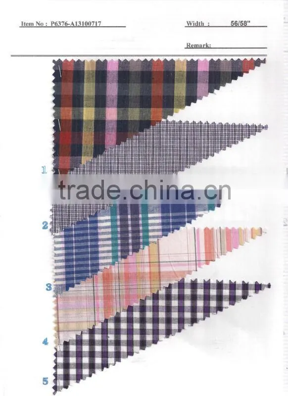 100% Cotton Yarn Dyed Shirting Fabric Textile Stock:P6376-A13100717
