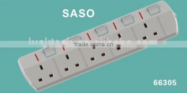 5way SASO Saudi Arabia extension power socket outlet with individual switch