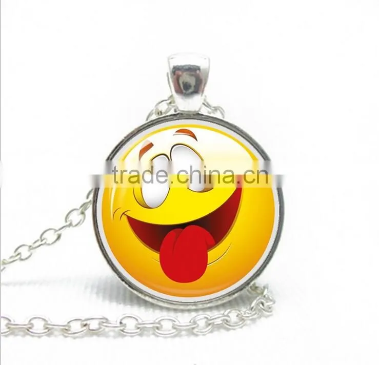 Wholesale IN STOCK 2016 New Emoji Smile Leather Necklace for Best Friends
