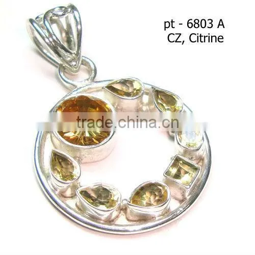 Semi precious gemstone pendant 925 sterling silver picture jasper jewelry