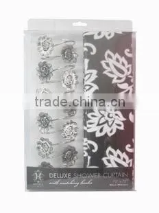 leaves series shower curtain with matching resin hook set