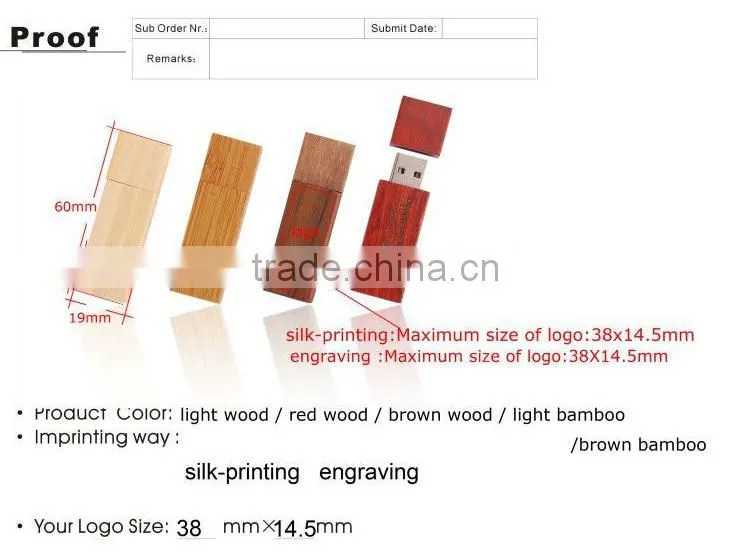Factory price 32GB bamboo and wooden material usb flash drive with free logo