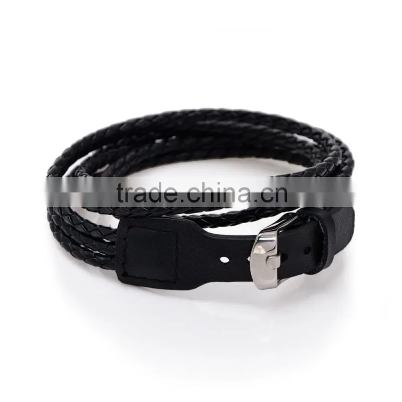 Fashion Braided Multi Layer Cingulate Leather Bracelet Black Brown Orange knitted Leather Bangles Rope