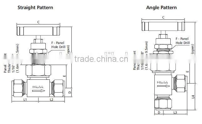 DN25 Twin Ferrules Needle Valve Union-bonnet Needle Valve SS316 Needle Valve
