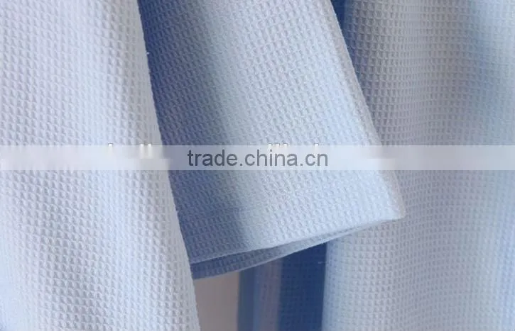 100% Cotton Waffle Robe Blue Waffle Bathrobe Thin Robe For Summer and Spring Hotel Bathrobe