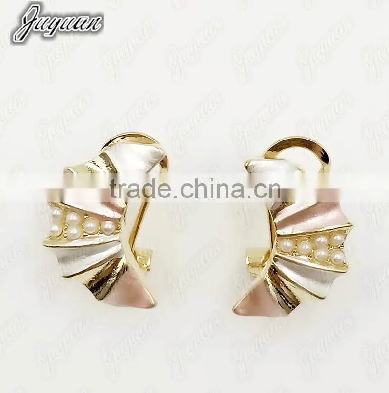 Juyuan Fashion 18K Gold Plated Pendant&Earring Three Color Pearl Set