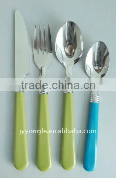 4pcs plastic cutlery set in a mesh bag