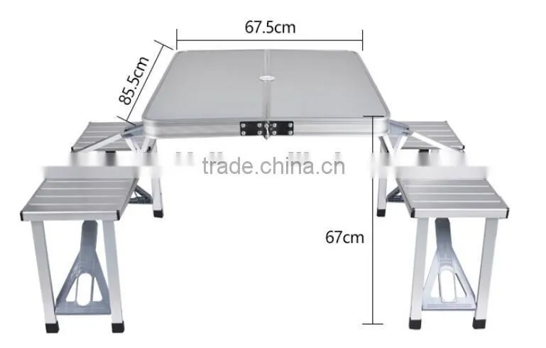 Wholesale Dispaly Dinner Aluminum Adjustable Folding Outdoor Table Set