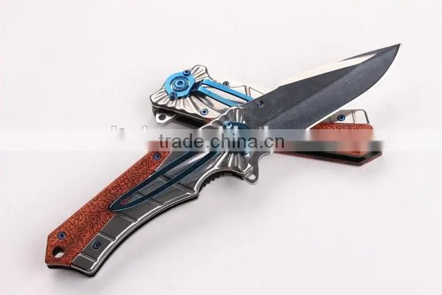 OEM outdoor pocket hunting knife with wood