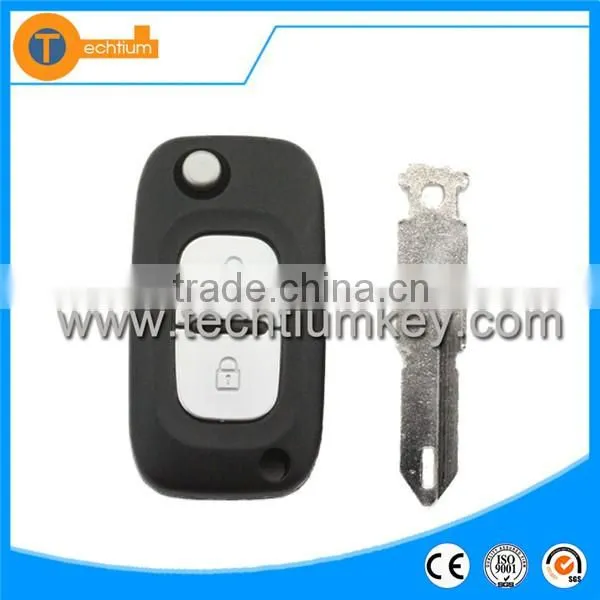 flip car key shell cover fob with 206 blade and Metal logo 2 button remote key for Renault cilo Kangoo Modus Logan