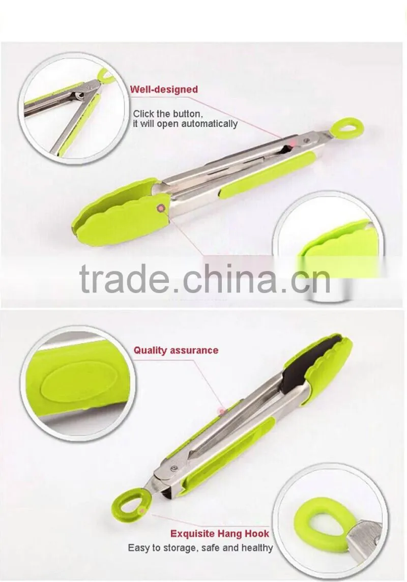 OEM Laser Logo Multiple Functional Silicone BBQ Pasta Tongs
