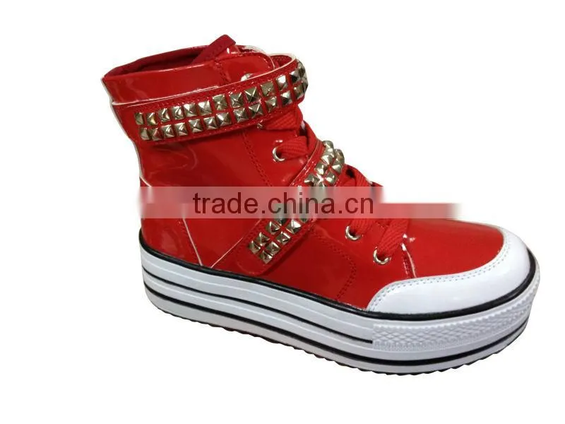 2016 lady fashion high top casual canvas shoes