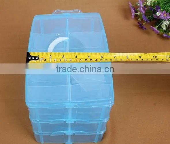25*18.7*17cm Three Layers 30 Compartments Jewelry Adjustable Plastic Storage Box Jewelry Earring Bin Case Container