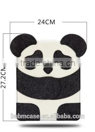 FASHION new arrive BUBM Black Color 9.7 inch Wool Felt Tablet Case Cute Cartoon Panda Bag
