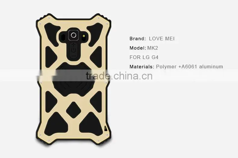 Waterproof Shockproof Aluminum Gorilla Metal Case For LG G4 Love Mei Case