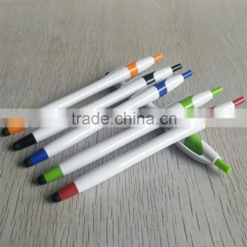 White barrel promotional ballpen with stylus touch