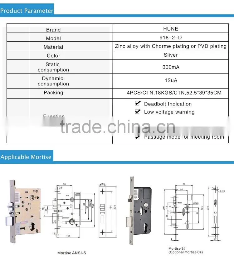 high quality digital hotel card lock with with UL certificate