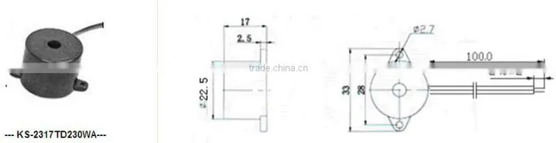 22mm 220V small piezo buzzer