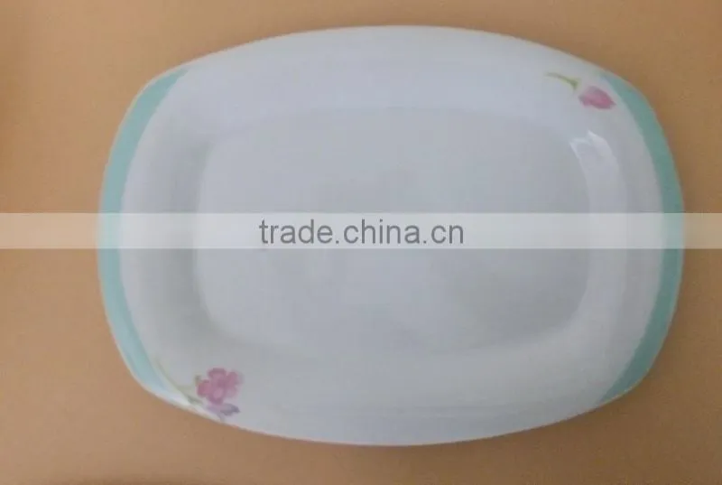 13.5''cheap bulk porcelain rectangular fish plate & dish ceramic plate stock OTH010