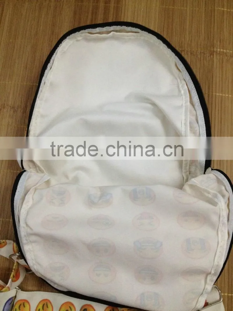 2016 New Cute Canvas Backpacks,Floral Print Canvas Backpack,Emoji backpack