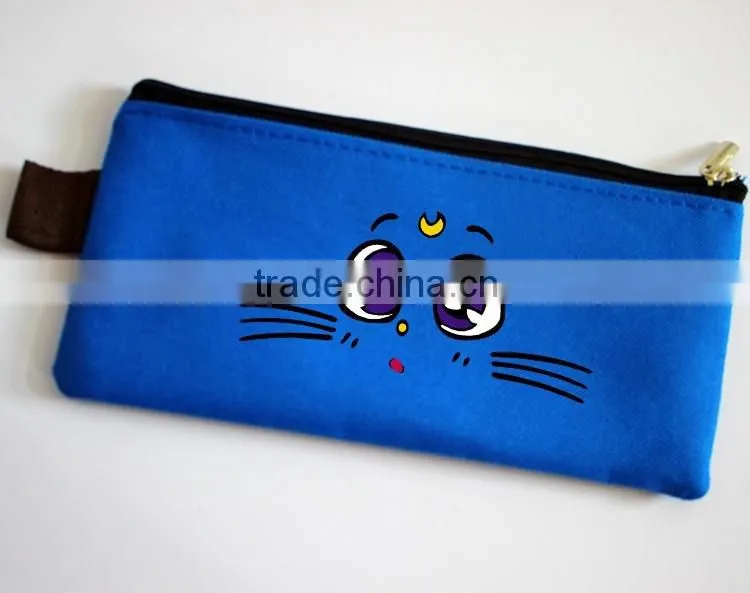 Wholesale customized cheaper simple school teenager custom canvas pencil case