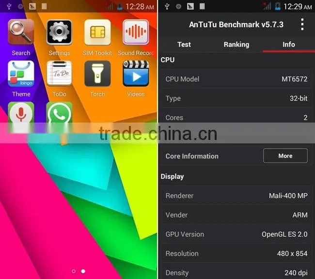 OEM chinese phone Dual core Smartphone 4.5 Inch MTK6572W Android 4.4 3G GPS Smart Wake