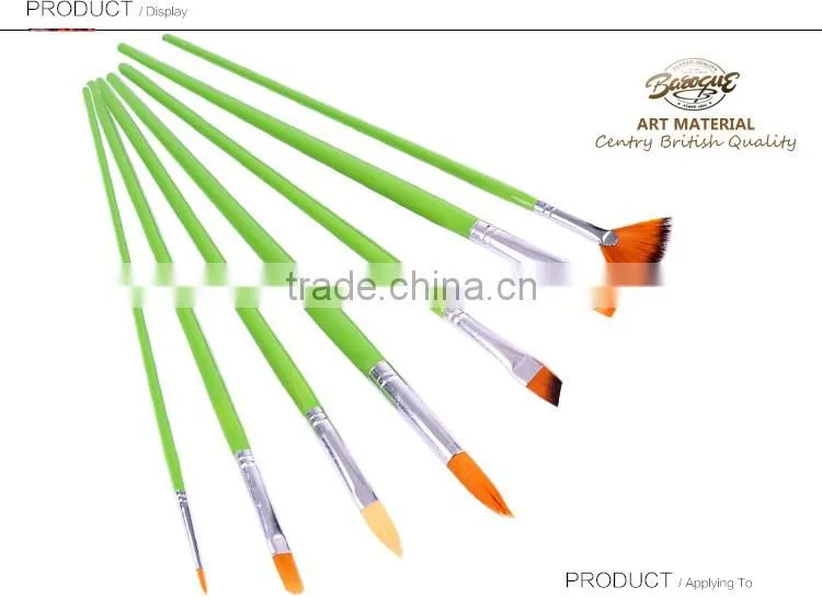 Small Wholesale Premium Green Handle Face Paint Brush, 7 Pcs Artist Nylon Face Painting Brush set